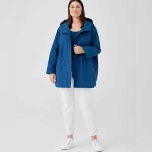 Eileen Fisher Light Cotton Nylon Hooded Coat